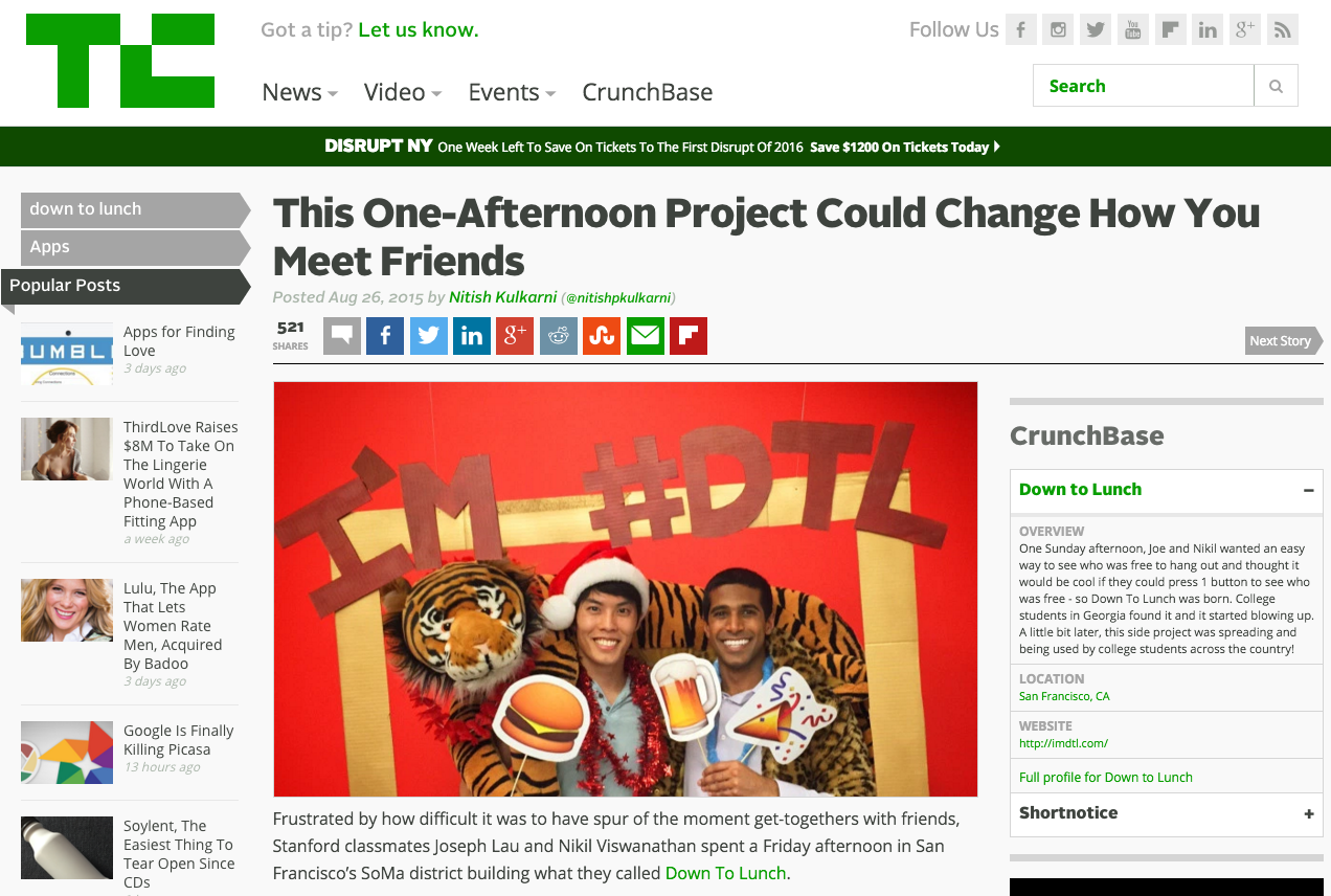 Front Page of TechCrunch