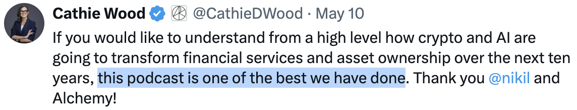 Cathie Wood ARK Invest Podcast Tweet